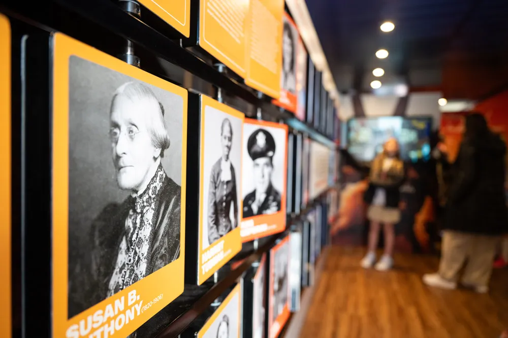 Inside the Freedom Truck: an immersive exhibit featuring interactive American history displays